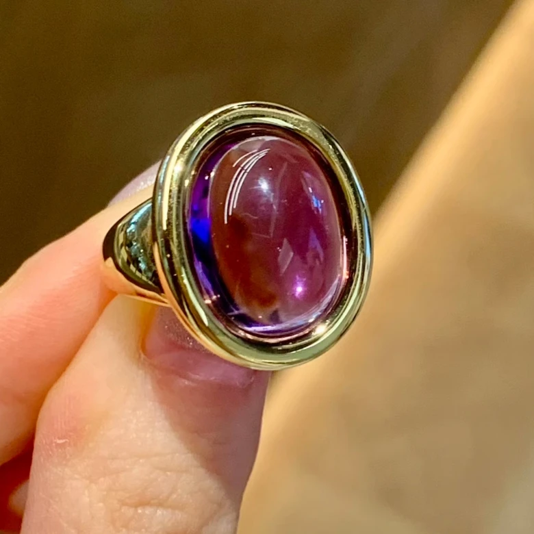 

KQDANCE New Vinatge Real 925 Sterling Silver Oval Egg Cut Purple Amethyst Rings 18K Gold Plated Woman Luxury Party Fine Jewelry