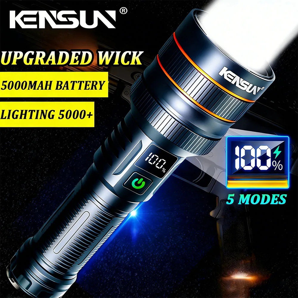 Most Powerful Long Shot LED Flashlight Zoomable Camping Torch Built-in 26650 Battery High Power Tactical Lantern for Outdoors