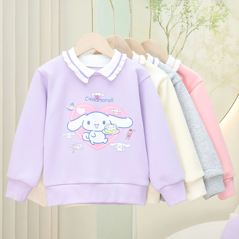 Sanrio New Girls Pure Cotton Sports Sweatshirt Autumn and Winter Kuromi My Melody Thickened Lapel Sweatshirt Cartoon Cute Gift