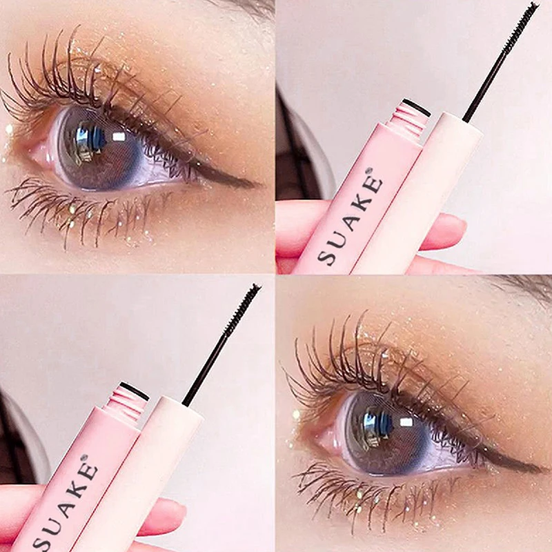 Mascara in fibra con pennello ultrafine Curling Estensione ciglia spesse Mascara impermeabile Nero Marrone Cosmetico per occhi da donna