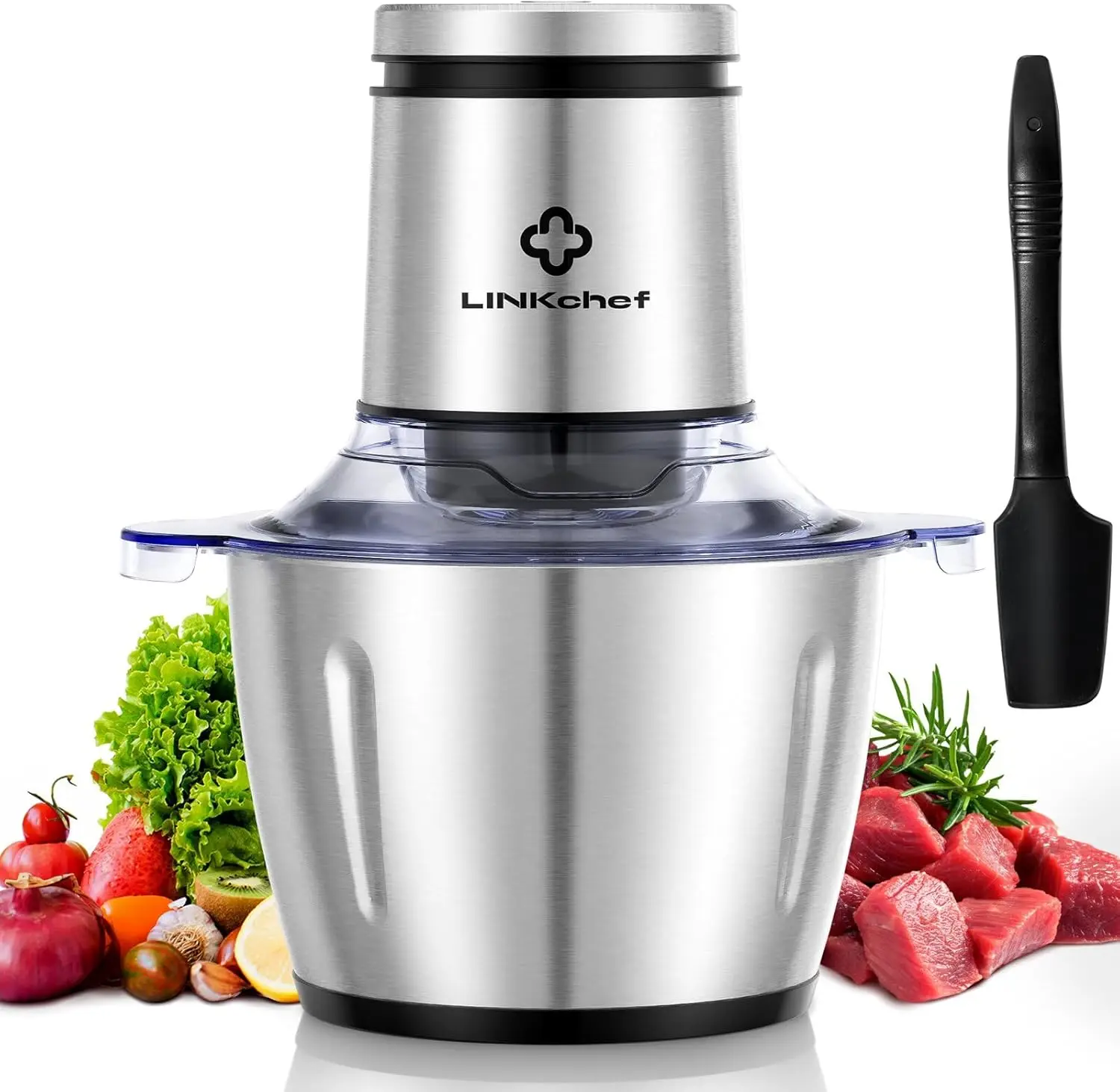 

Food Chopper, 8 Cup Food Processor Mini Electric, 2L 600W Meat Grinder with 4 Bi-Level Blades, Stainless Steel Mincer f
