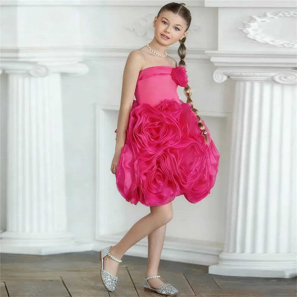 Baby Kids Princess Flowers  Flower Girl Wedding Dress Children First Communion  Ball Gown Birthday Party Dress Customized