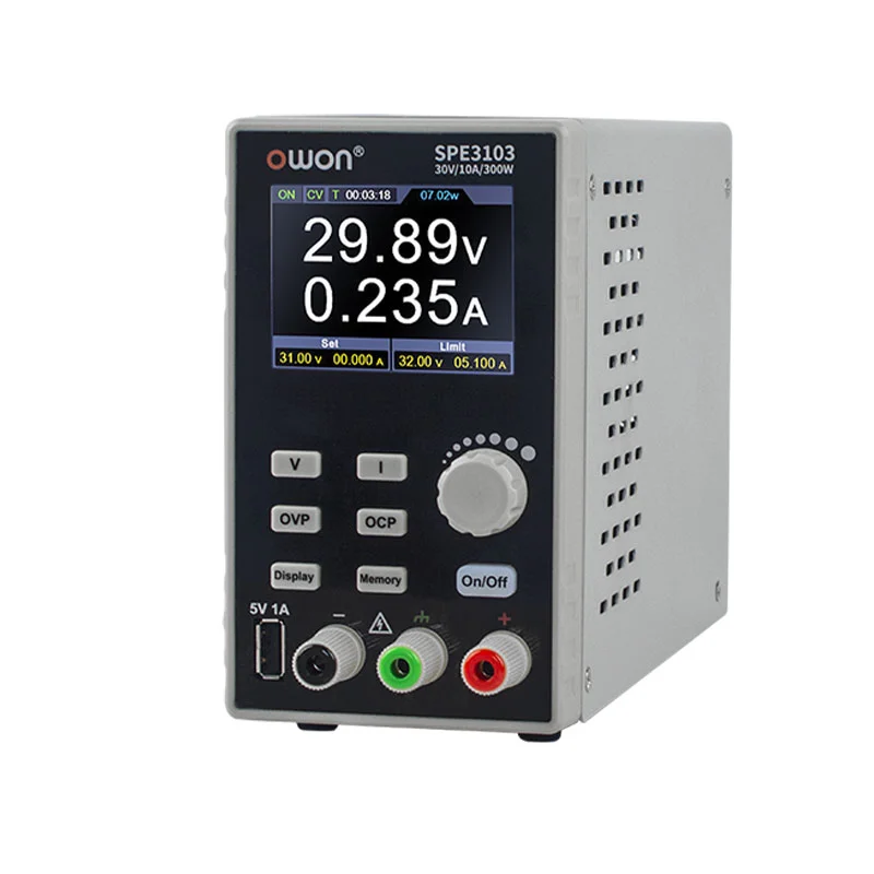 

SPE6103 60V 10A 300W DC Power Supply for OWON SPE Series Single Channel DC Power Supply with 2.8inch TFT LCD Display