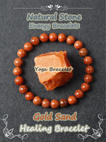Original Natural Golden Aventurine Bracelets Women Natural Goldsand Stone Round Bead Fashion Goldstone Starry Sky Wrist Jewelry