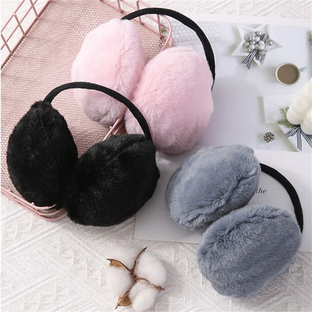 Fluffy Girls Winter Warm Earmuffs Fluffy Women Men Faux Fur Foldable Children Headphone Cashmere Soft Warmer Earlaps Ear Covers