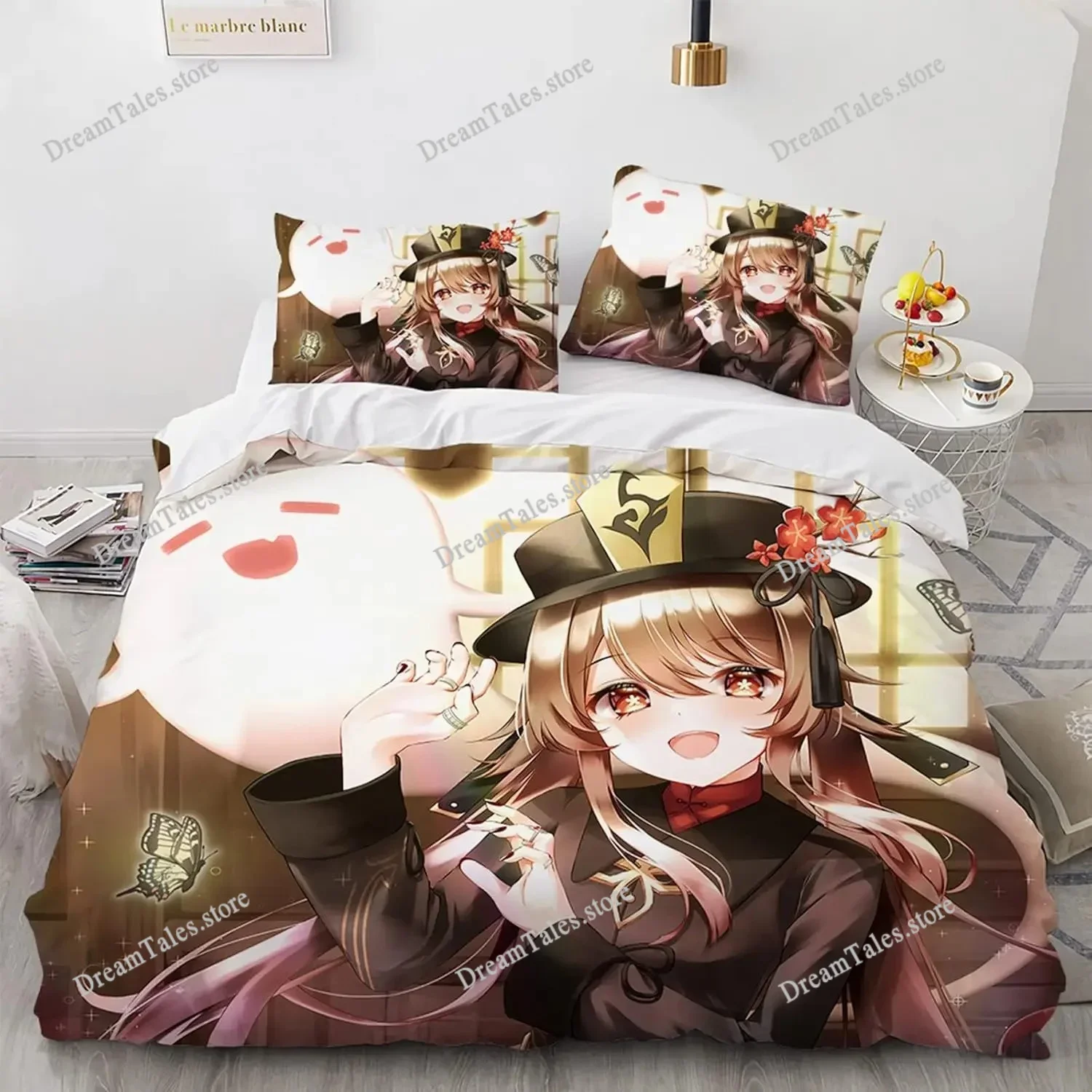 

Genshin Anime Game Duvet Cover Set, 3D Printed Kids Girls Bedding Set Single Double Bedding Set for Children Teens Bed Cover