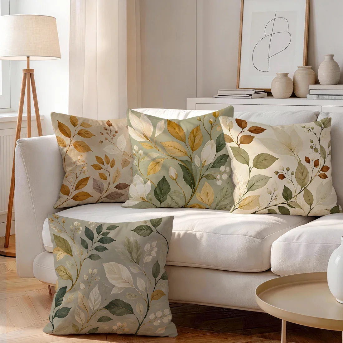 Retro Magnolia Branches Leaves Cushions Pillowcase Polyester Cushion Cover Throw Pillow Pillowcover Home Car Sofa Decor