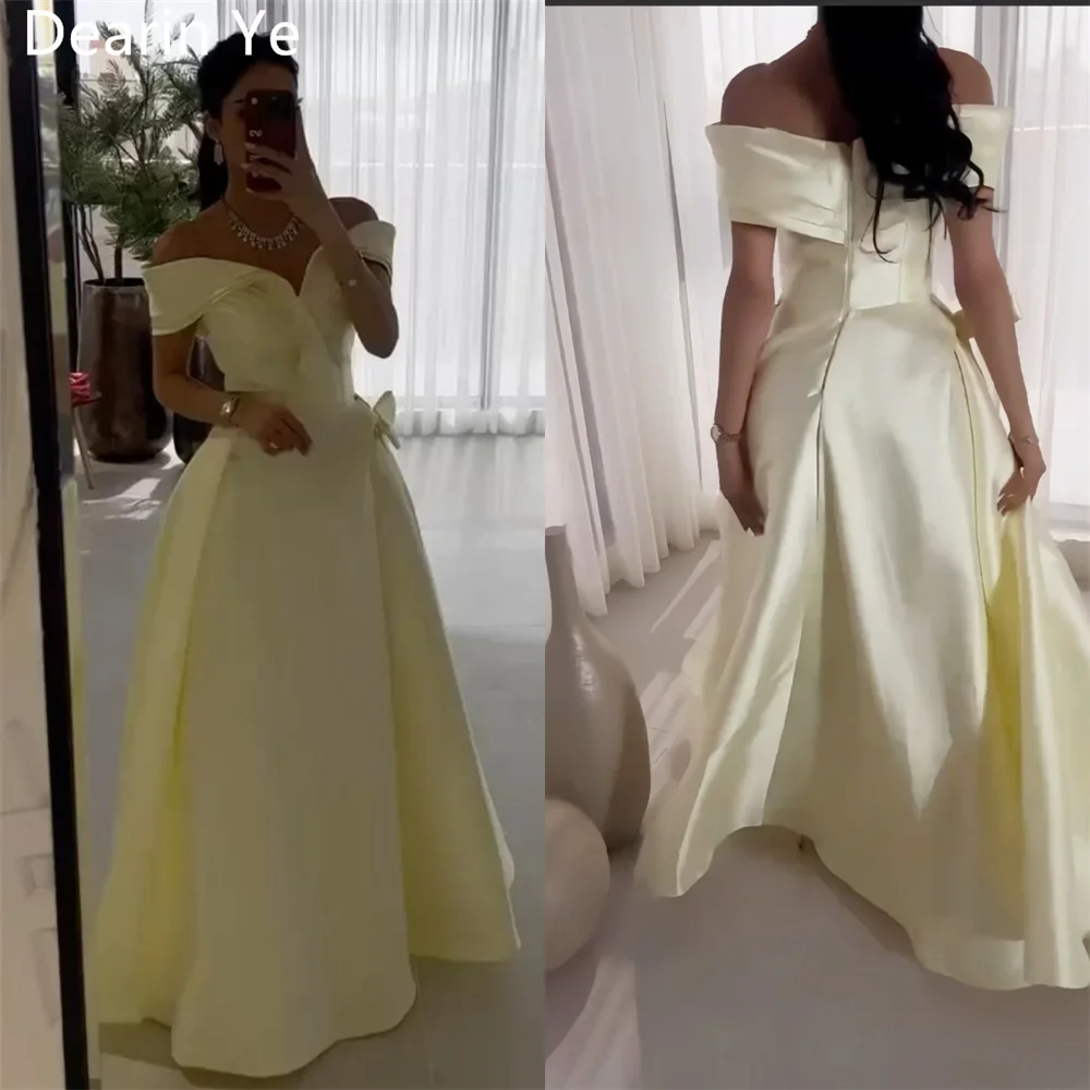 

Customized Prom Gown Saudi Arabia Dearin Off-the-shoulder A-line Floor Length Skirts Draped Bespoke Occasion Dresses Formal Even