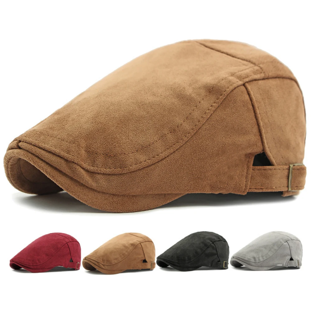 

HT4954 Berets Men Women New Autumn Winter Hat Retro Artist Painter Suede Beret Hat Male Female Ivy Flat Cap Adjustable Beret Cap