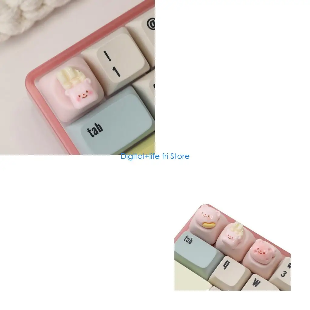 

E06D Смола ESC Keycap с 3D-дизайном мультяшного медведя для механических клавиатур Удобный набор текста