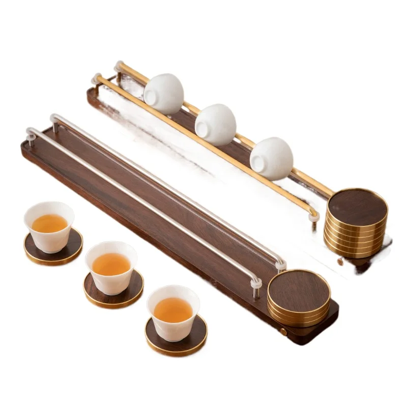 

Solid wood cup holder, coaster set, household tea set accessories, tea cup drain holder, thermal insulation tea holder