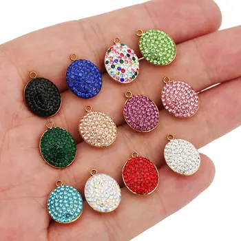 5 יחידות נירוסטה אליפסה צבעונית ריינסטון תליוני קסמי לתכשיטים DIY עגיל שרשרת צמידי מפתחות אספקת ייצור 8 best sales תליוני ריינסטון להכנת תכשיטים - №4