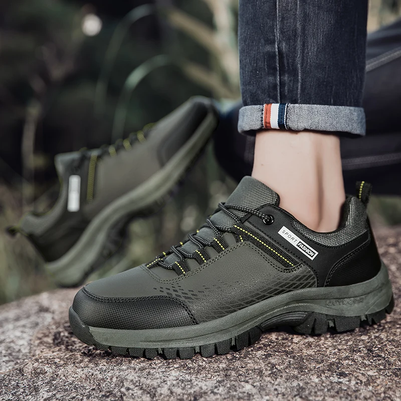 Men Autumn Outdoor Mountaineering Thick Bottom High Quality Casual Sneaker Large Men\'s Anti Slip Leisure Versatile Hiking Shoes