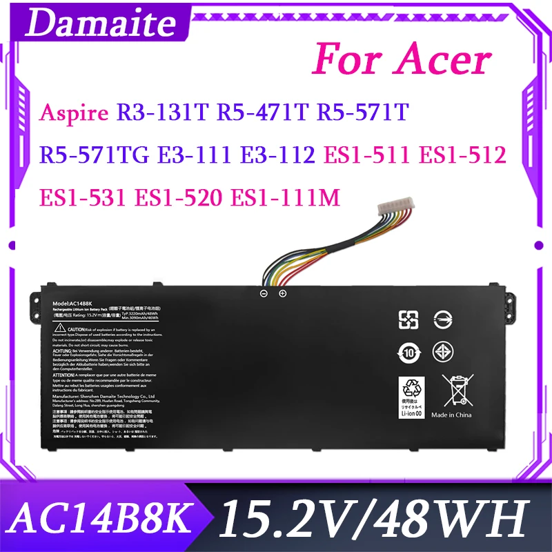 

AC14B8K Laptop Battery for Acer Aspire CB3-111 CB5-311 V3-371 V3-111 S1-531 ES1-731 E5-771G Nitro 5 AN515 AN515-54 AN515-53
