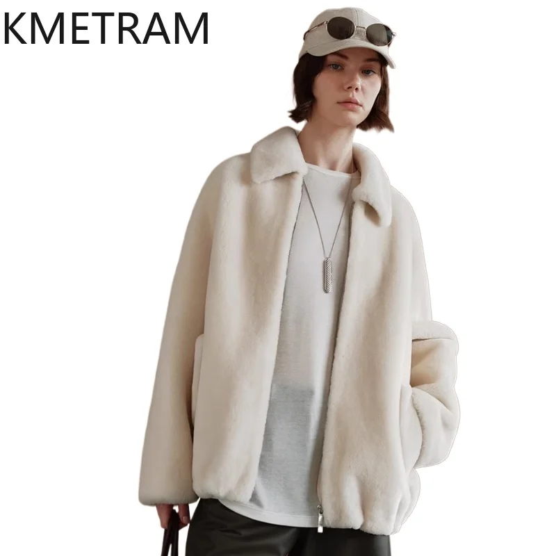 

Natural Merino Wool Sheepskin Double Faced Fur Jacket Woman Short Real Fur Coat 2025 Winter Clothes Casual Furry Jackets шуба