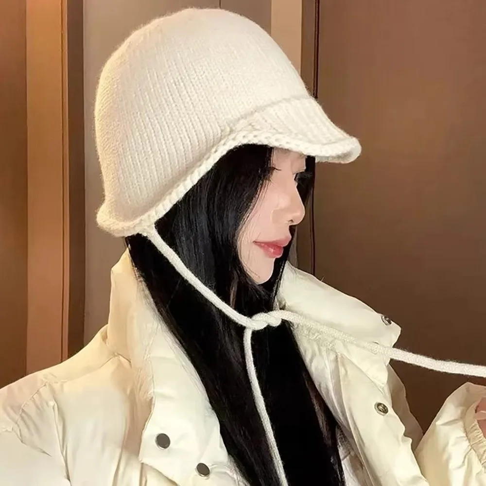 Nieuwe winddichte gebreide muts Warme effen kleur Beanie Cap Gehoorbescherming Oorbeschermers Cap Herfst Winter