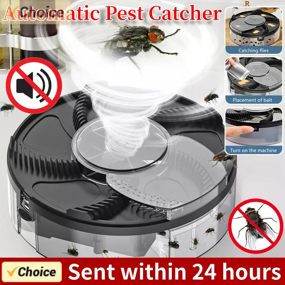 Automatic Fly Catcher USB Rechargeable Plug-In 1200mAh Physical Fly Catching Kitchen Flytrap Quiet Pest Catcher Insect Reject