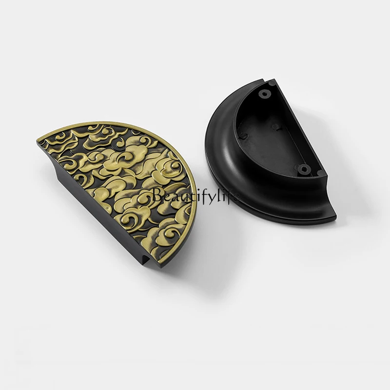 High-End Wardrobe Handle Chinese Retro Xiangyun round New Chinese Zinc Alloy Drawer Cabinet Door Handle