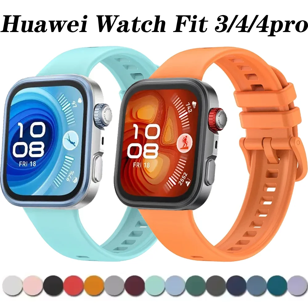 Силиконовый ремешок для Huawei Watch Fit 4/4 Pro/3, цветной браслет с пряжкой для Huawei Watch Fit 3 4, официальный удобный Correa