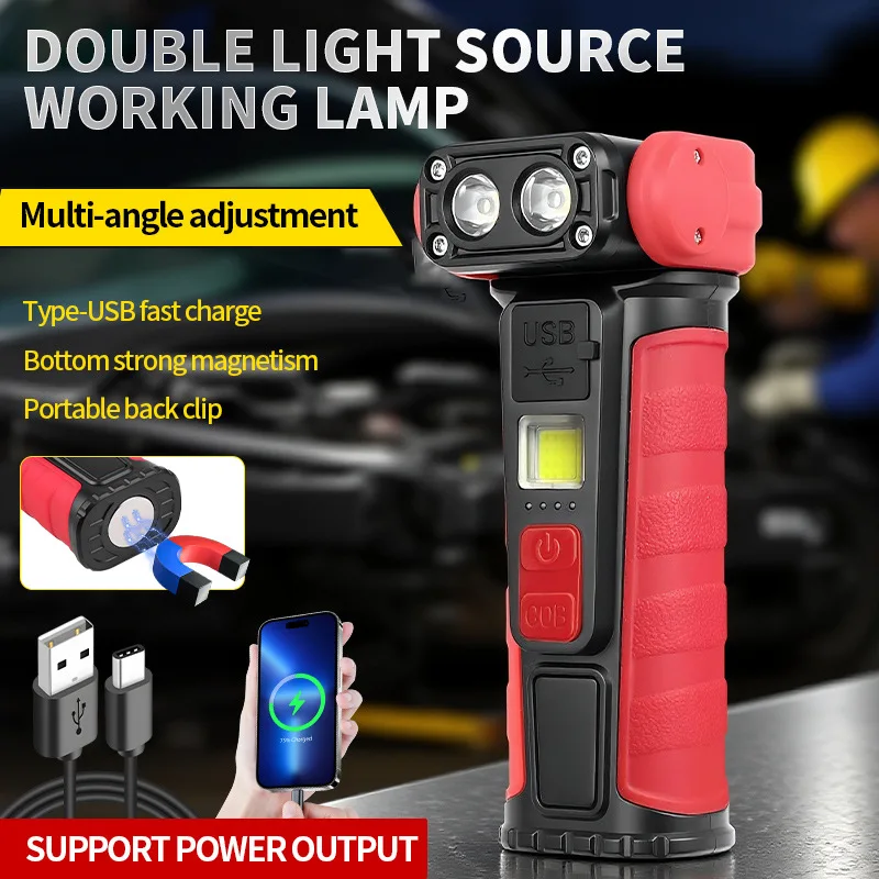 

High Power Portable Strong Light Flashlight, Multi-function Working Light with Clip, Super Bright Pocket Flashlight LED