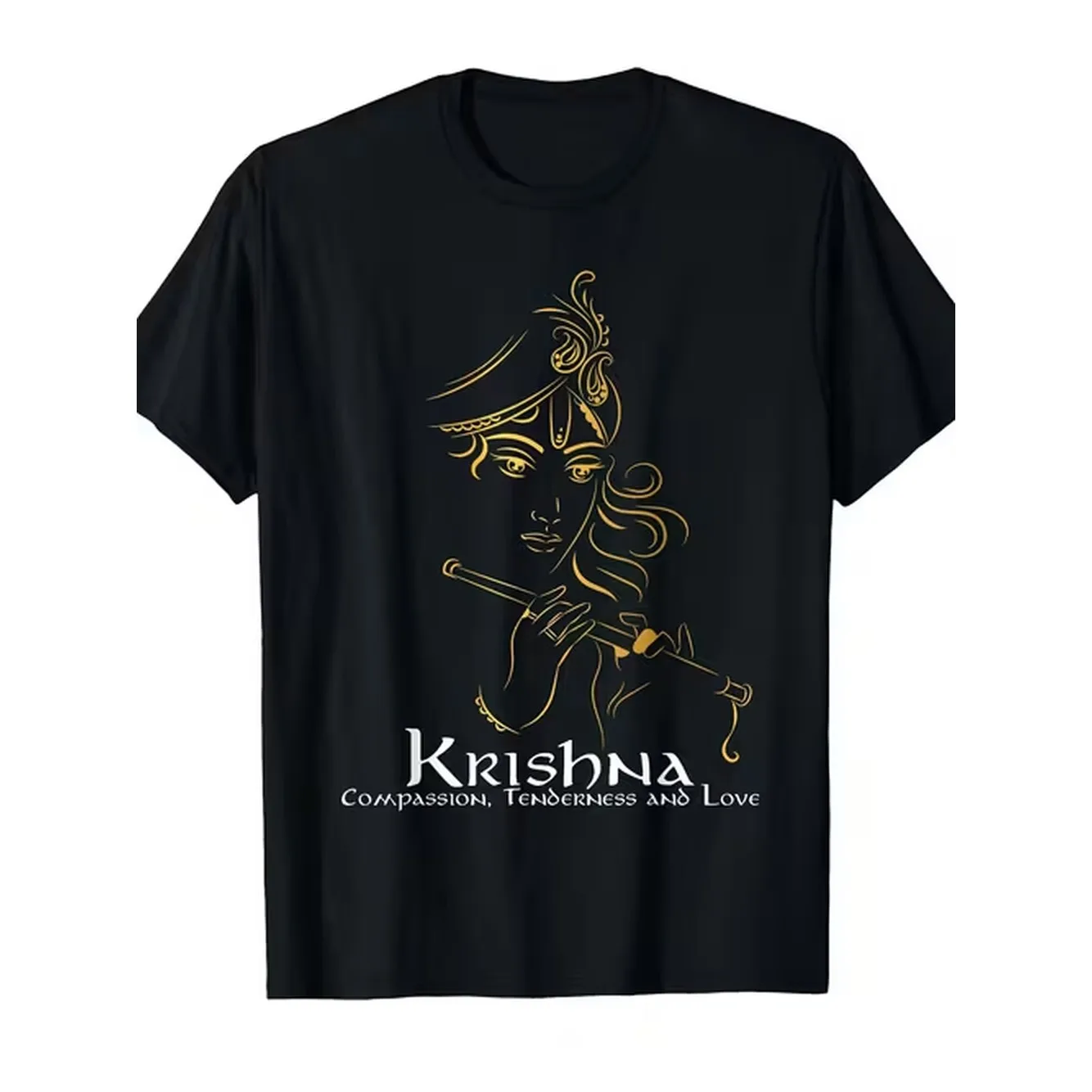 Lord Goddesses With Flute Like Figure No Soft Breathable Cotton Like S Xxxl Unisex Sizes For Diwali Festival Casual Spiritual Wear Machine
