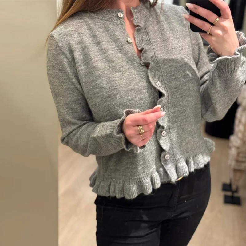 

Elegant Solid Color Knitwear Temperament Round Neck Simple Chic Versatile Knitted Jacket Autumn New Thin Sweater Women Innerwear