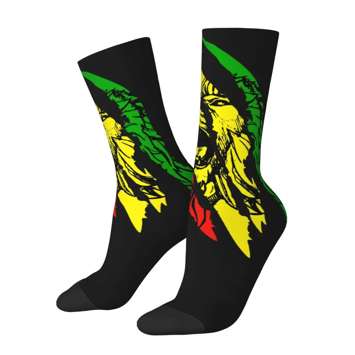 Rastafarian Reggae Jamaica Lion of Judah Unisex Winter Socks Hip Hop Happy Socks Street Style Crazy Sock