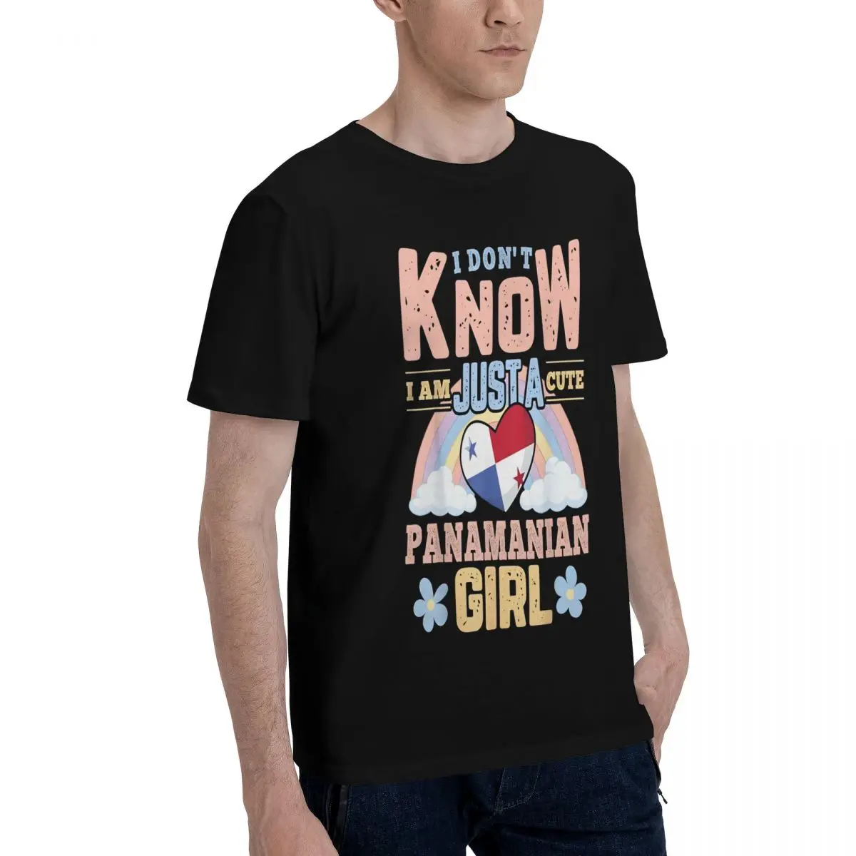 Cute Panamanian Girl Rainbow Heart Motion Kemp Creative Tees High grade Activity competition Eur Size