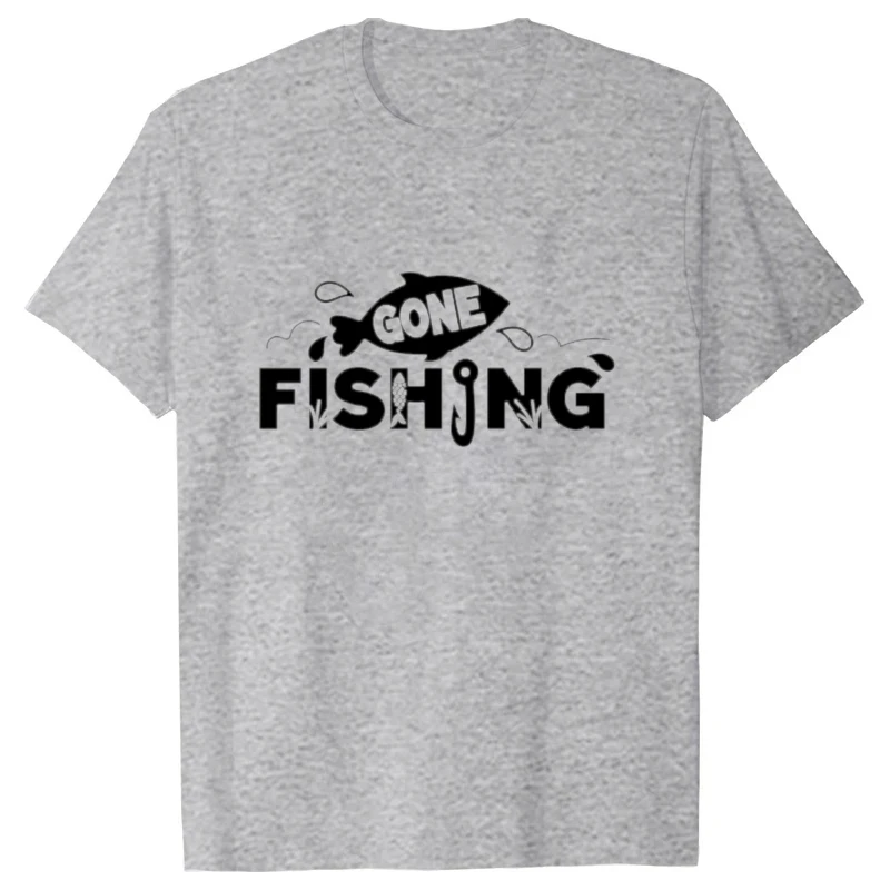Neues Lustiges Gone Fishing Aufdruck T-Shirt Kurzarm O-Ausschnitt Locker Sitzend Herren Damen Sommer Cooles T-Shirt Unisex Tee Shirt Tops Kawaii Kleidung – Detail 4