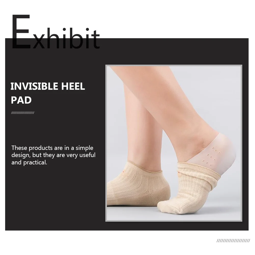 

Heightening Insoles Invisible Increase Non-slip Heel Pads Durable Silicone Practical Design Easy Use Men Women Shoe Pads Long