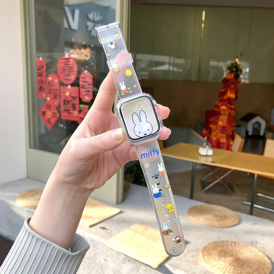 Kawaii Miffy New Iwatch9s10 Watchband Cartoon Rabbit Printing