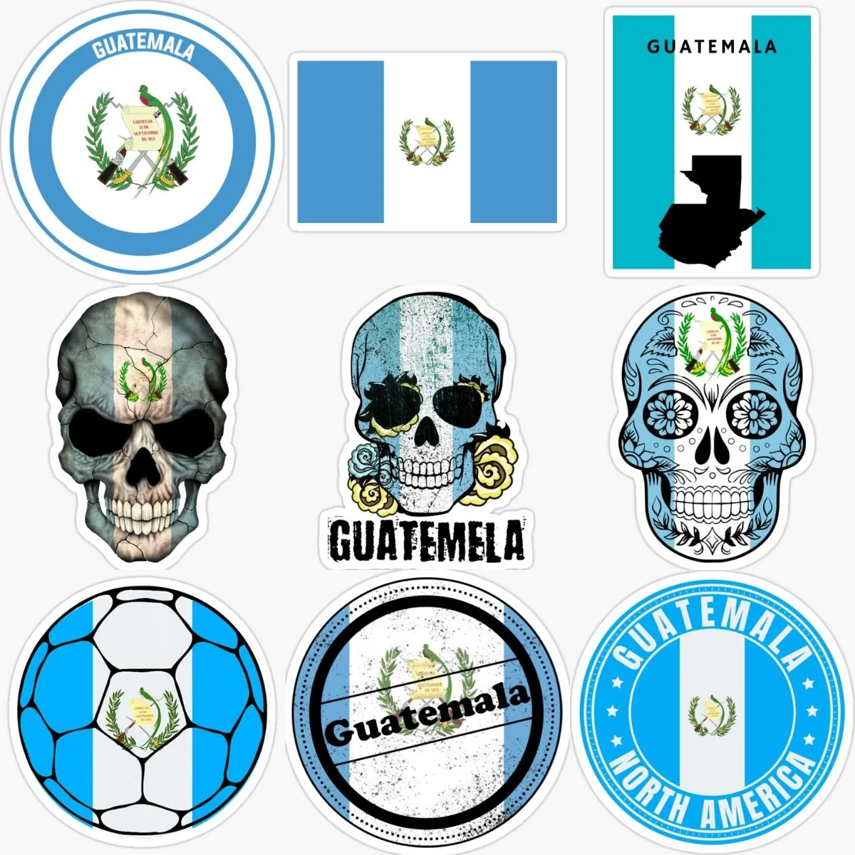 Guatemala Flag Skull Creative PVC Waterproof Stickers Accessories for Decorate Car Van Suv Wall Bicycle Motorcycle Off-road