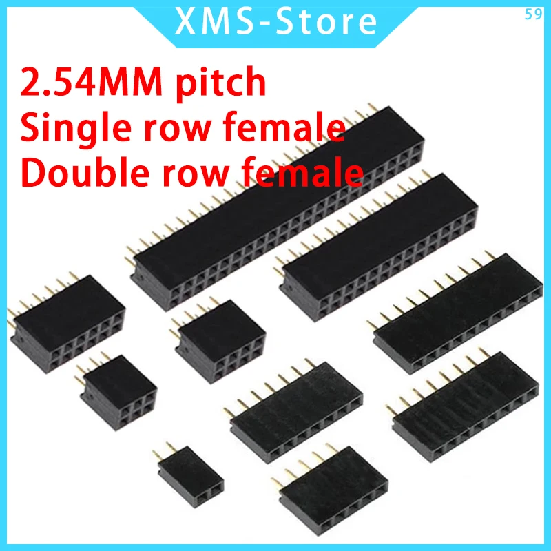 Single Row Pin Female Header Socket Double row female Pitch 2.54mm 2p 3p 4p 5p 6p 7p 8p 9p 10p 12p 14p 20p 22p 40p Connector