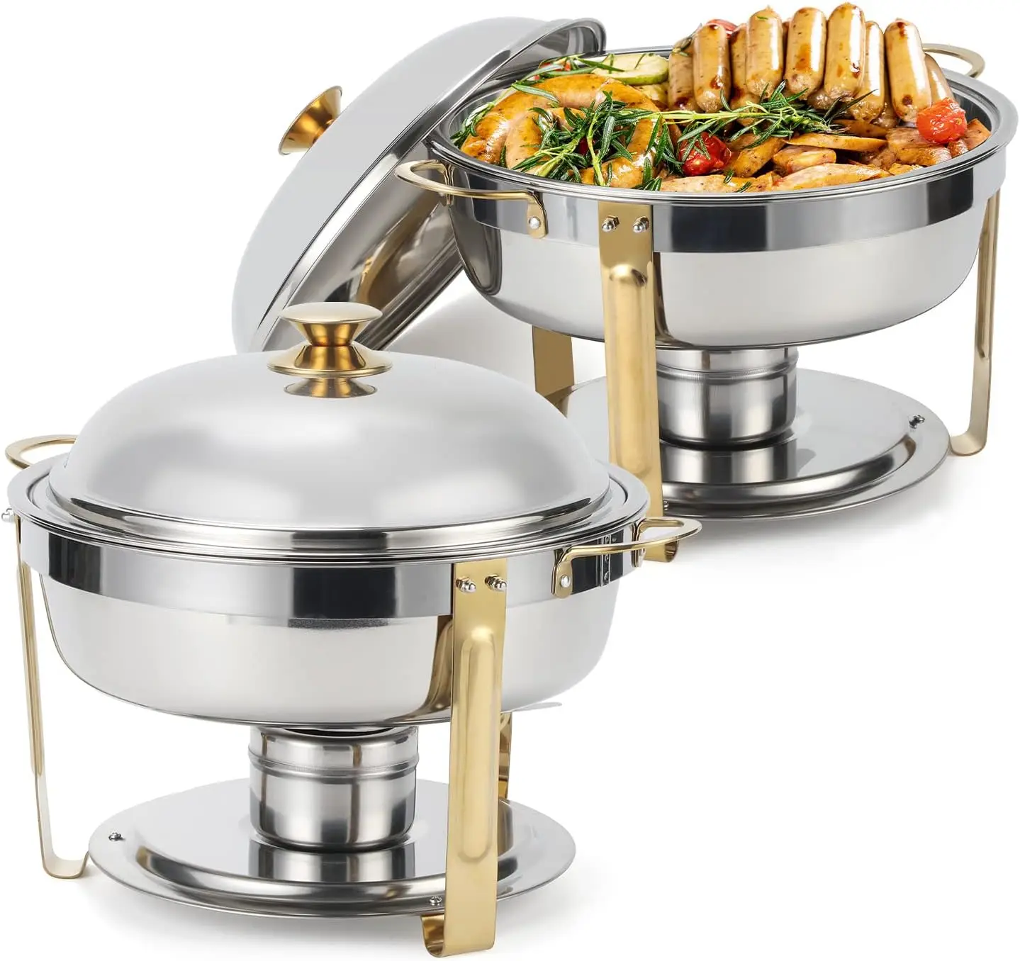 Round  Chafing Dish Set with Stainless Steel Lid for Buffet Catering Parties & Hotel Restaurant Supplies for Water