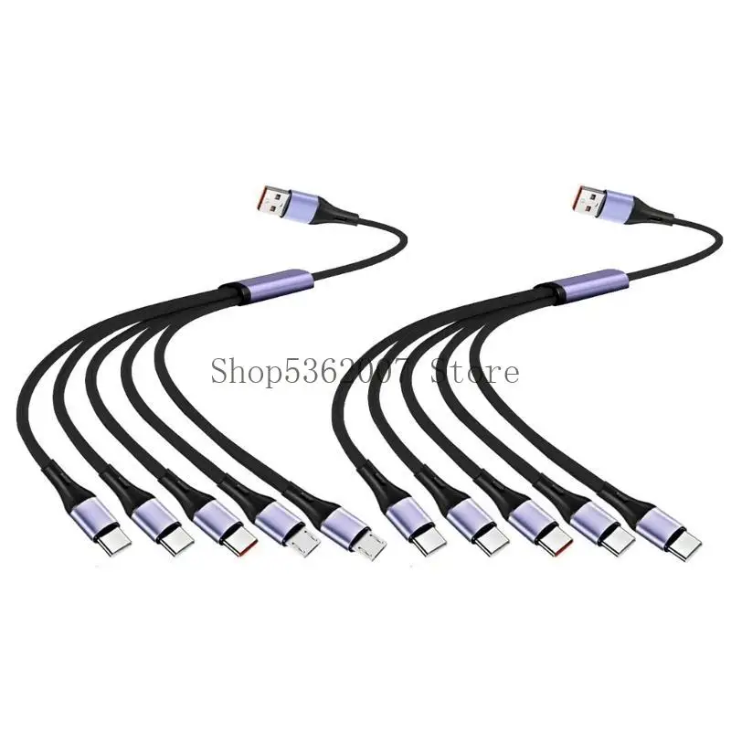Aggiornamenti 66W USB Multiple Device ricarica Cavo ricarica simultanea Nylon Incessing Cavo intrecciato per 5 dispositivi