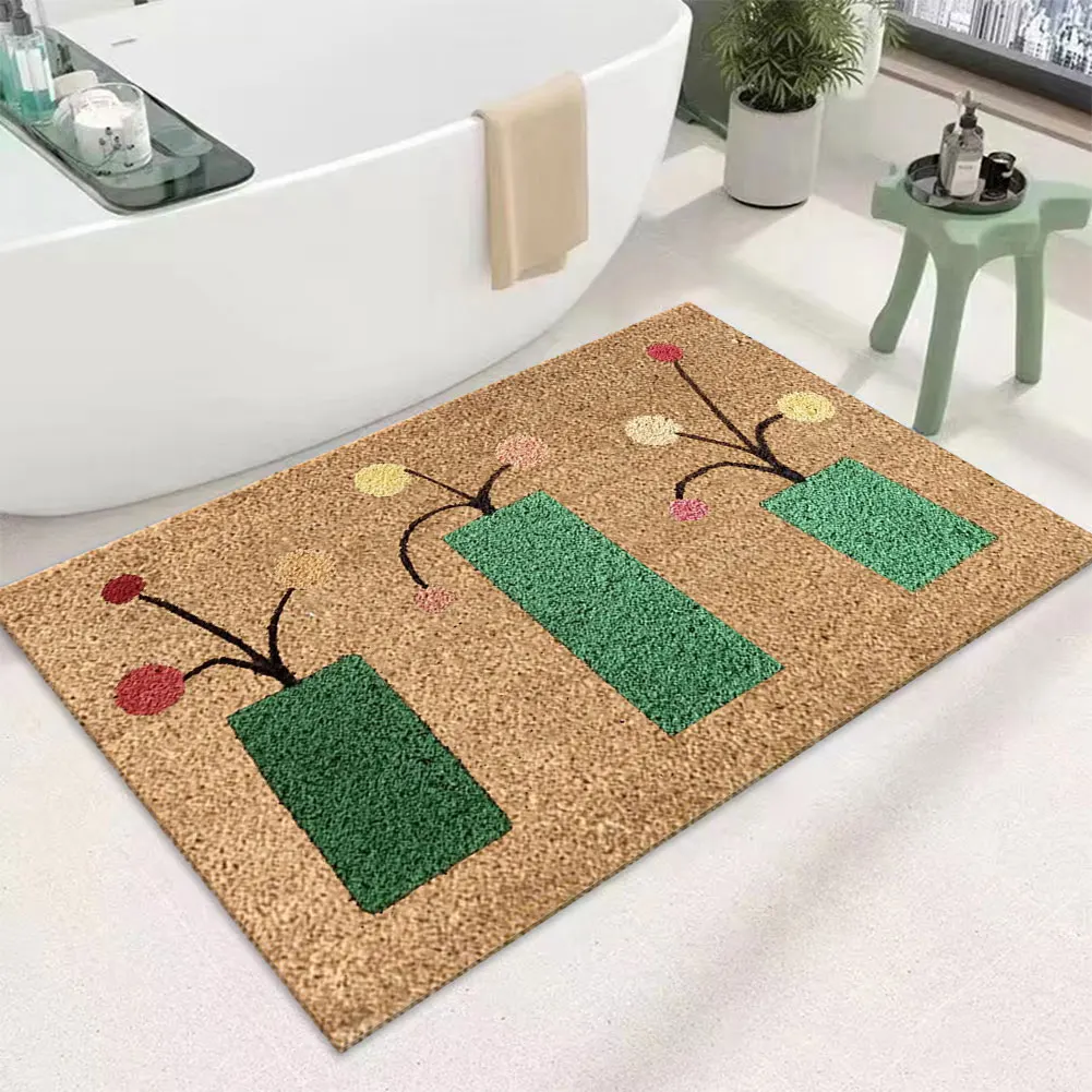 Summer Door Mat Absorbent Hello Door Mat Non Slip Welcome Door Mat Decorative Low Profile Doormat for Home Entrance