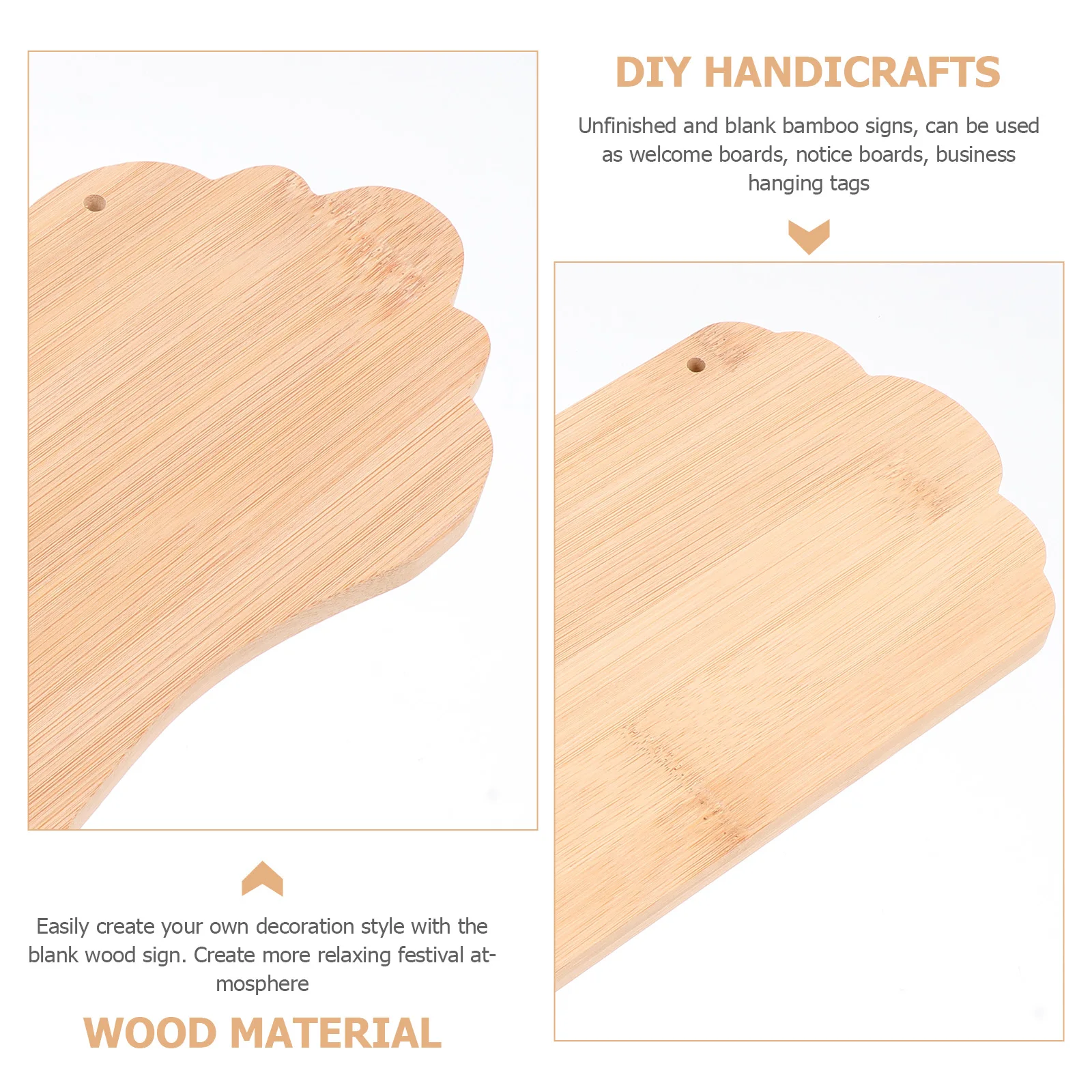 

2 Pcs Shop Sign Bamboo and Wood Door Country Decor Front Plaque Ornament Knob Hanger DIY Boards