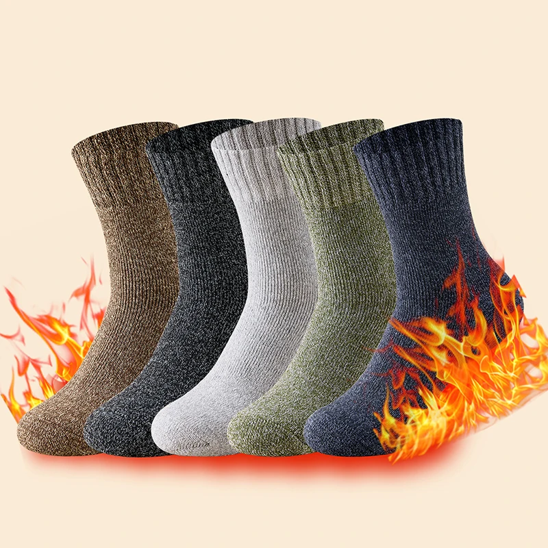 

5 Pairs Man Winter Warm Socks Man's Outdoor Long Socks Cold Resistant Frost Proof Snow Socks Men's Thick Floor Socks Towel Socks