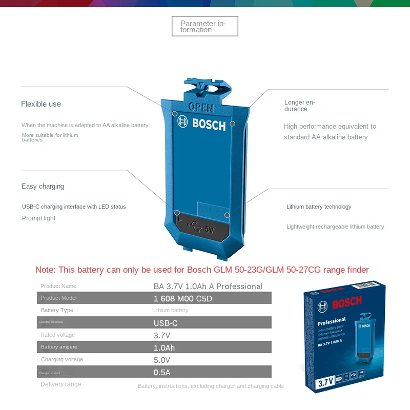 Bosch GLM50-27CG 50M Rangefinder With Lithium Battery BA 3.7V 1.0Ah A Electronic Measuring Instrument Green Laser Measurement