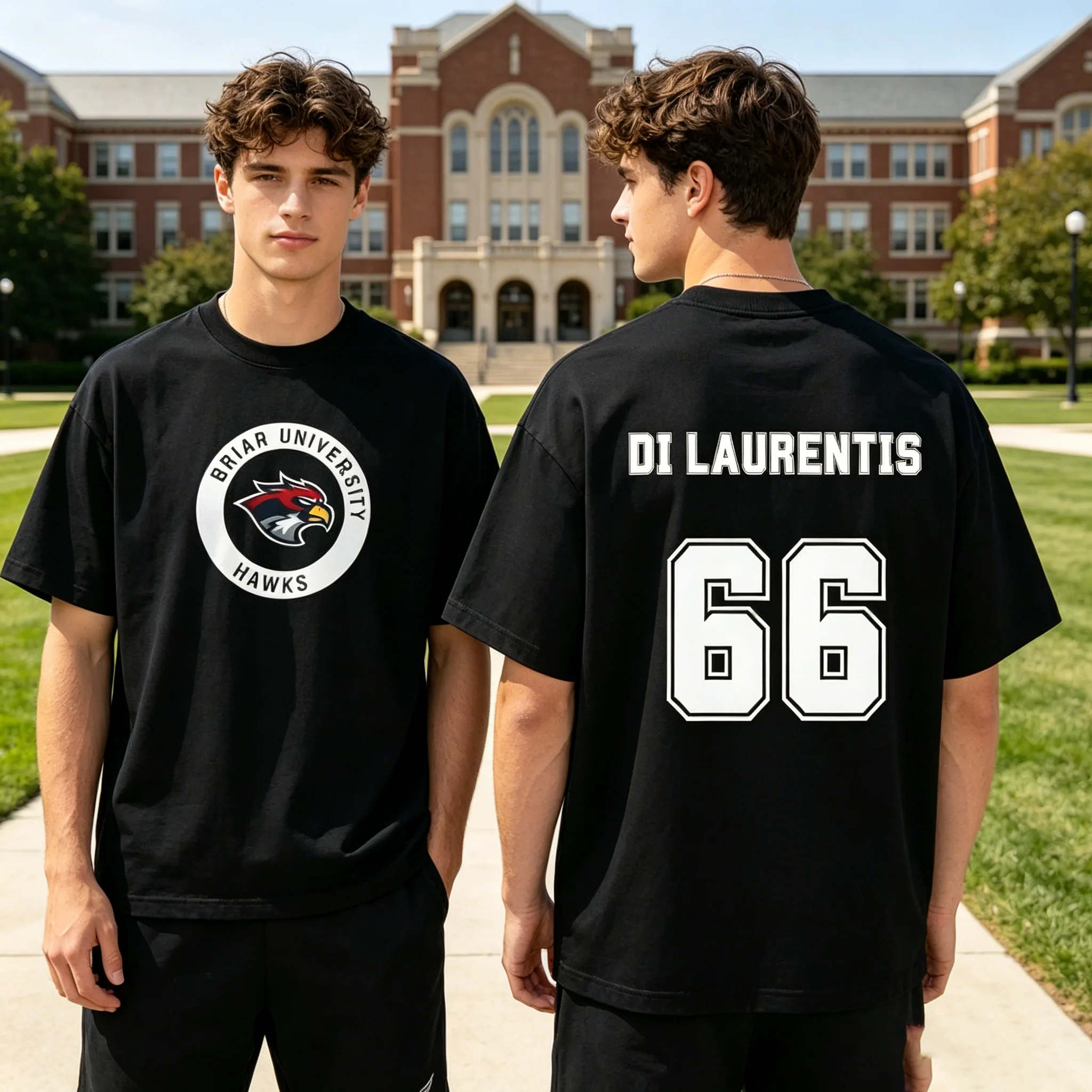 Off-Campus Briar University Hawks Di Laurentis 66 & Graham 44 Unisex Cotton Shirt 2026 New Men's O-neck Ice Hockey T-shirt