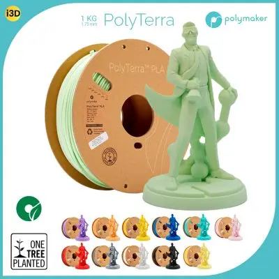 Filament PLA EcoFriendly PolyTerra brand Polymaker 1,75mm 1Kg 3D printer 14 colors available quality Ender Prusa Creality