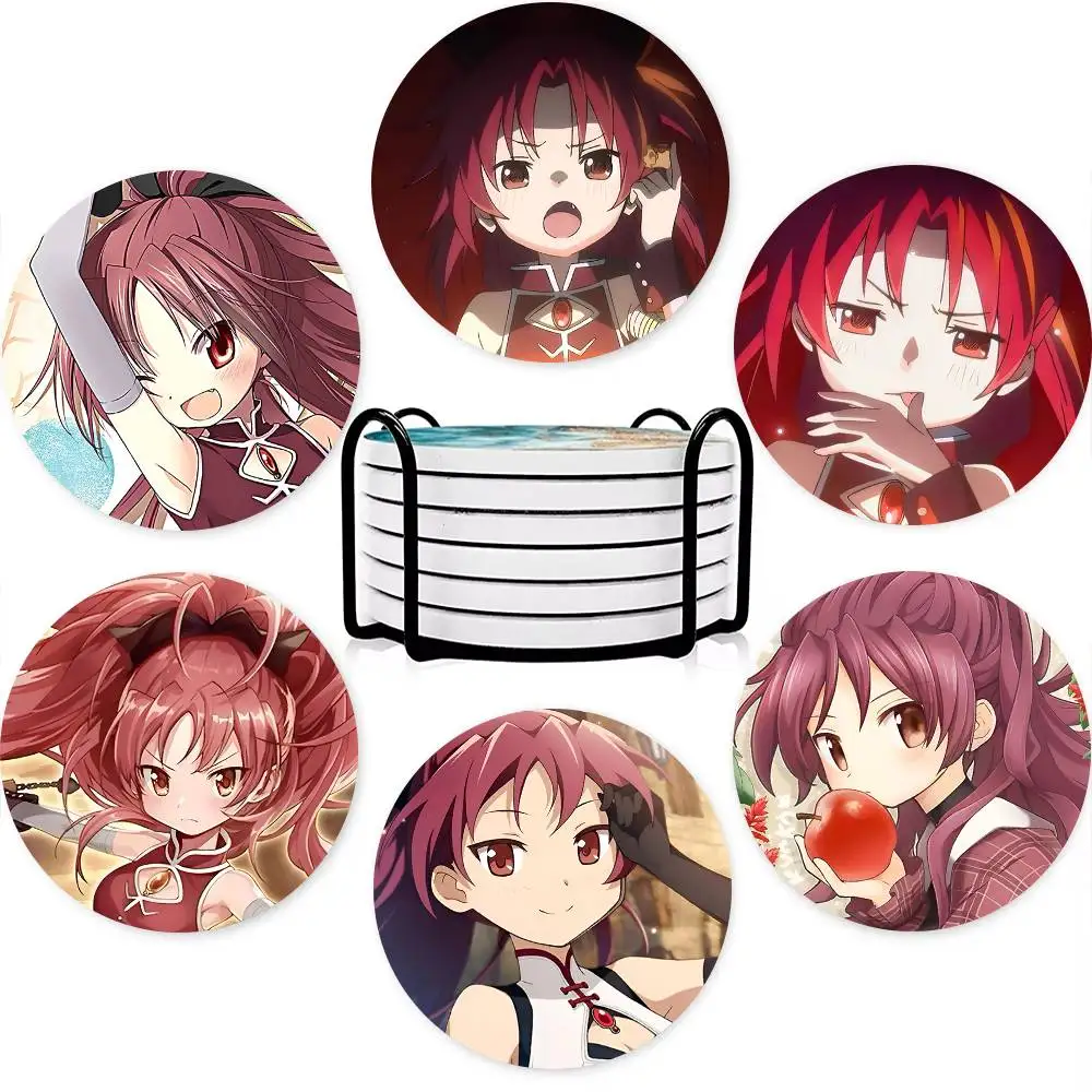 1pc Kyoko Sakura Wooden Coaster Colour Printing Cup Mat Home Desk Decoration Gifts
