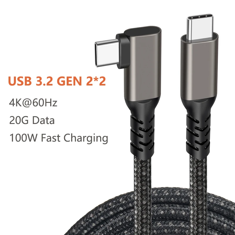 

USB 3.2 Gen 2x2 Type C to C Cable 20Gbps Type-C Cord 4K@60Hz PD100W 5A Fast Charging Data Wire For MacBook Pro Galaxy S20 1M 2M