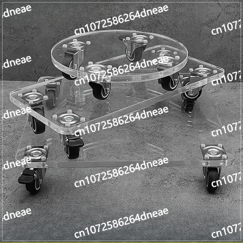 

Acrylic transparent flower pot tray universal roller round rectangular movable thickened base
