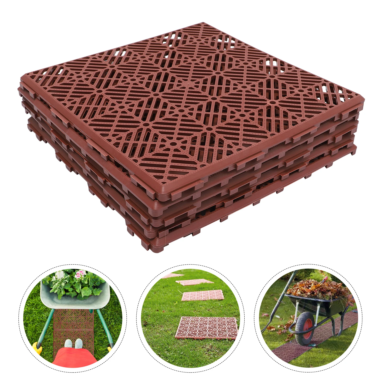 

5pcs Plastic Floor Tiles Slip Floor Mats Durable Plastic Tiles Easy Install Outdoor Use Compact Lightweight Sturdy Storage