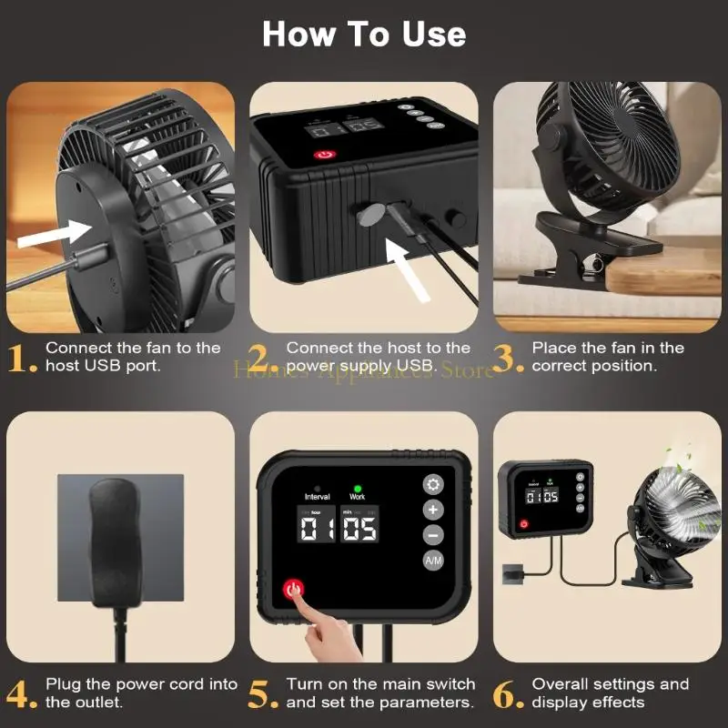 D0AB مروحة الدفيئة 360 الدورية مروحة العادم أداة تهوية المنزل جهاز تهوية الدواجن للدفيئة النوم سقيفة الفناء