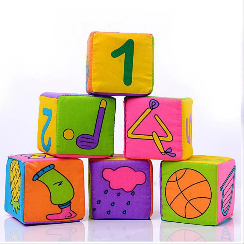 Montessori Cloth Building Blocks for Baby Toys 0 12 Months 1 Year Soft Cube Set Rattle Kids Sensory Toys Early Educational Toy