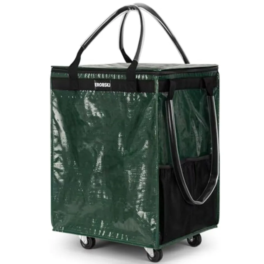 

Reusable Grocery Bag on Wheels Foldable Rolling Tote Carries Up to 66 lbs Shopping Trolley Zipper Clouser Shopping Carts for Tr