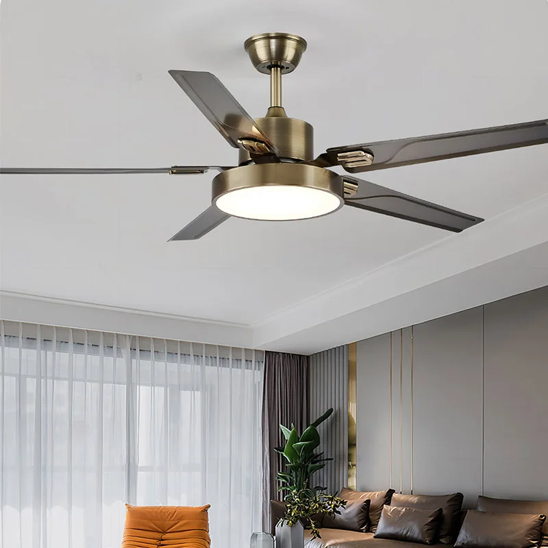 Retro Ceiling Fan with Light, High-Power Airflow, Vintage Flush Mount LED Lamp, Remote Control for Living Room Dining Room
