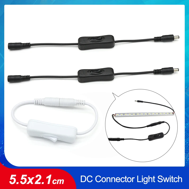 

1/5/10pcs LED light Power Cord with Switch ON/OFF Male to Female Cords DC 12V 304 Switch 5V 12V 24V LED Light Bar DC Connector